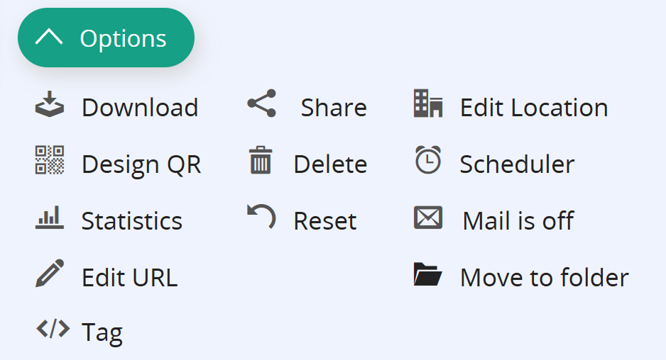 Schermate delle opzioni dei codici QR con il pulsante nascosto "GPS" 
