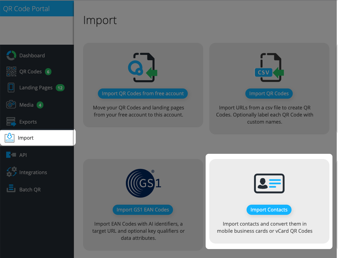 Vá para Importar e escolha Importar contatos