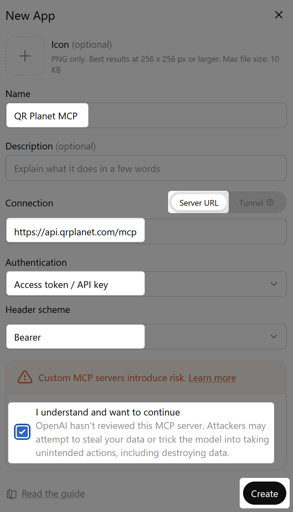 Image of New app form 