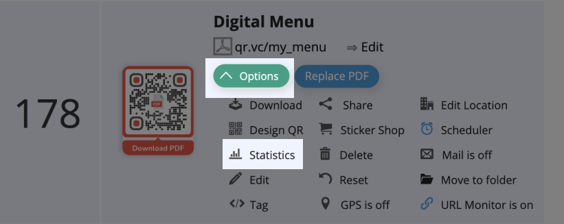 Statistiche scansione QR Code PDF