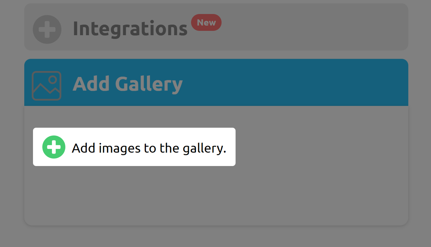Screenshot della funzione "Galleria" in una landing page 