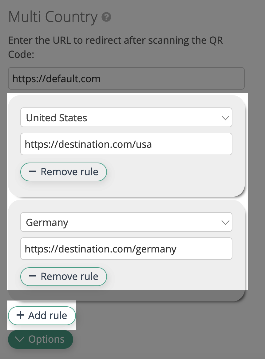 Rules for Multi-Country QR Codes