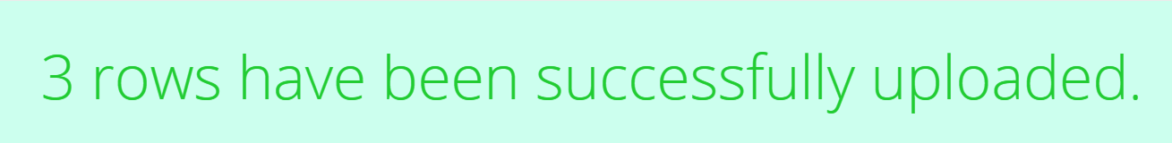 Screenshot del messaggio di successo dopo il bulk-uploading dei codici QR 