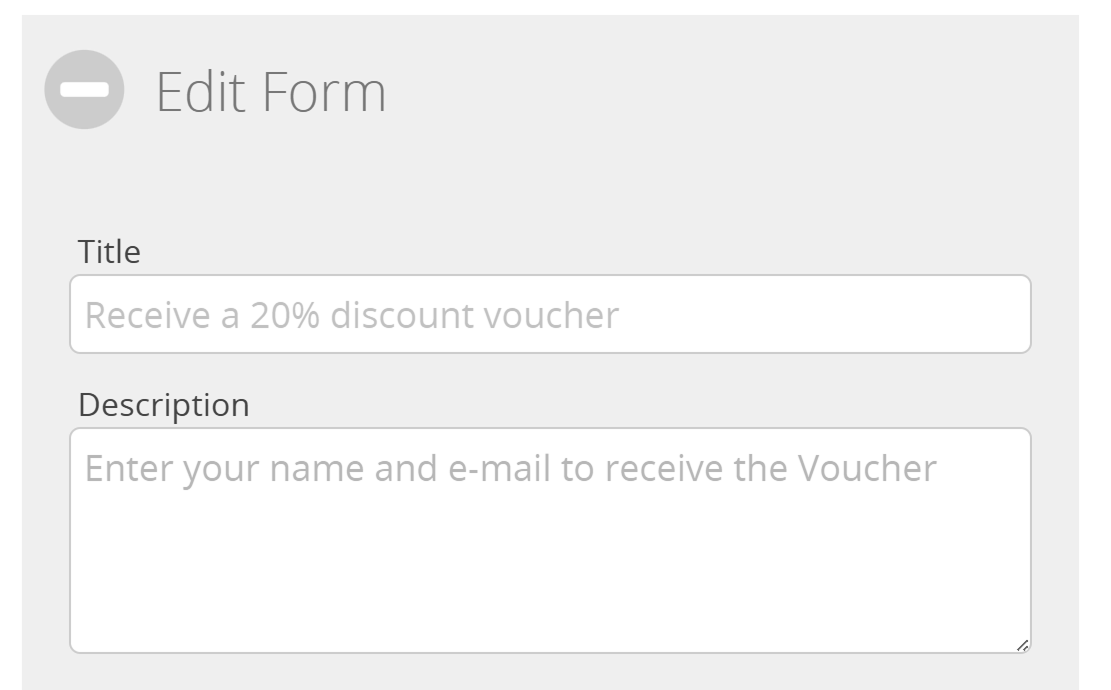 Captura de tela dos campos "Title" (Título) e "Description" (Descrição) no Editor de páginas de destino de leads.