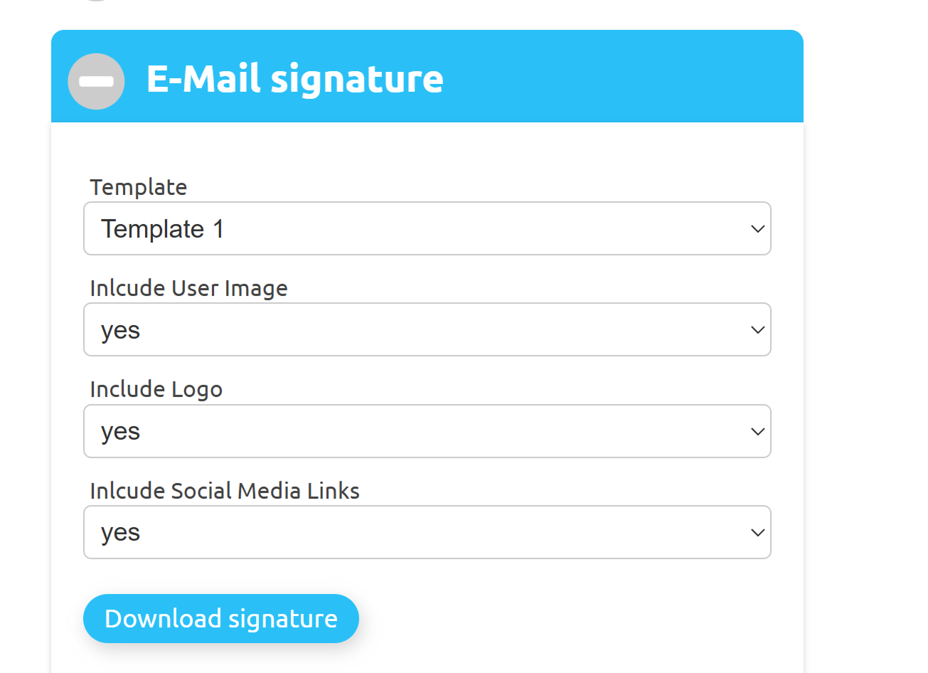 Screenshot del riquadro della firma e-mail 