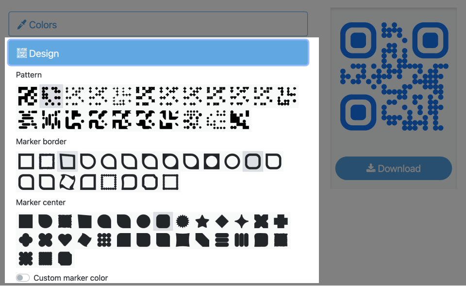 patterns and markers for qr code