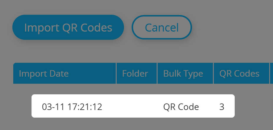 Schermata della massa caricata nella pagina di importazione 