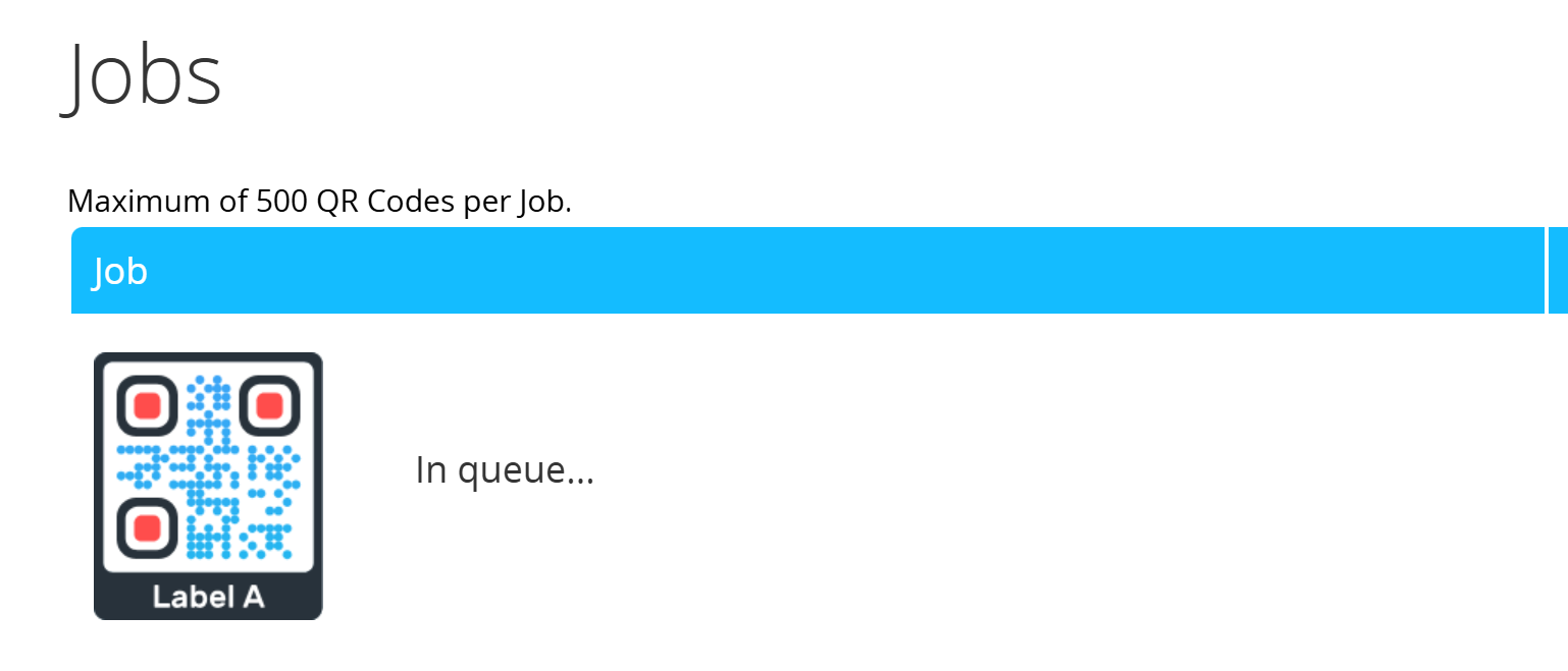Zrzut ekranu Strona "Zadania", gdy zadanie jest w kolejce 