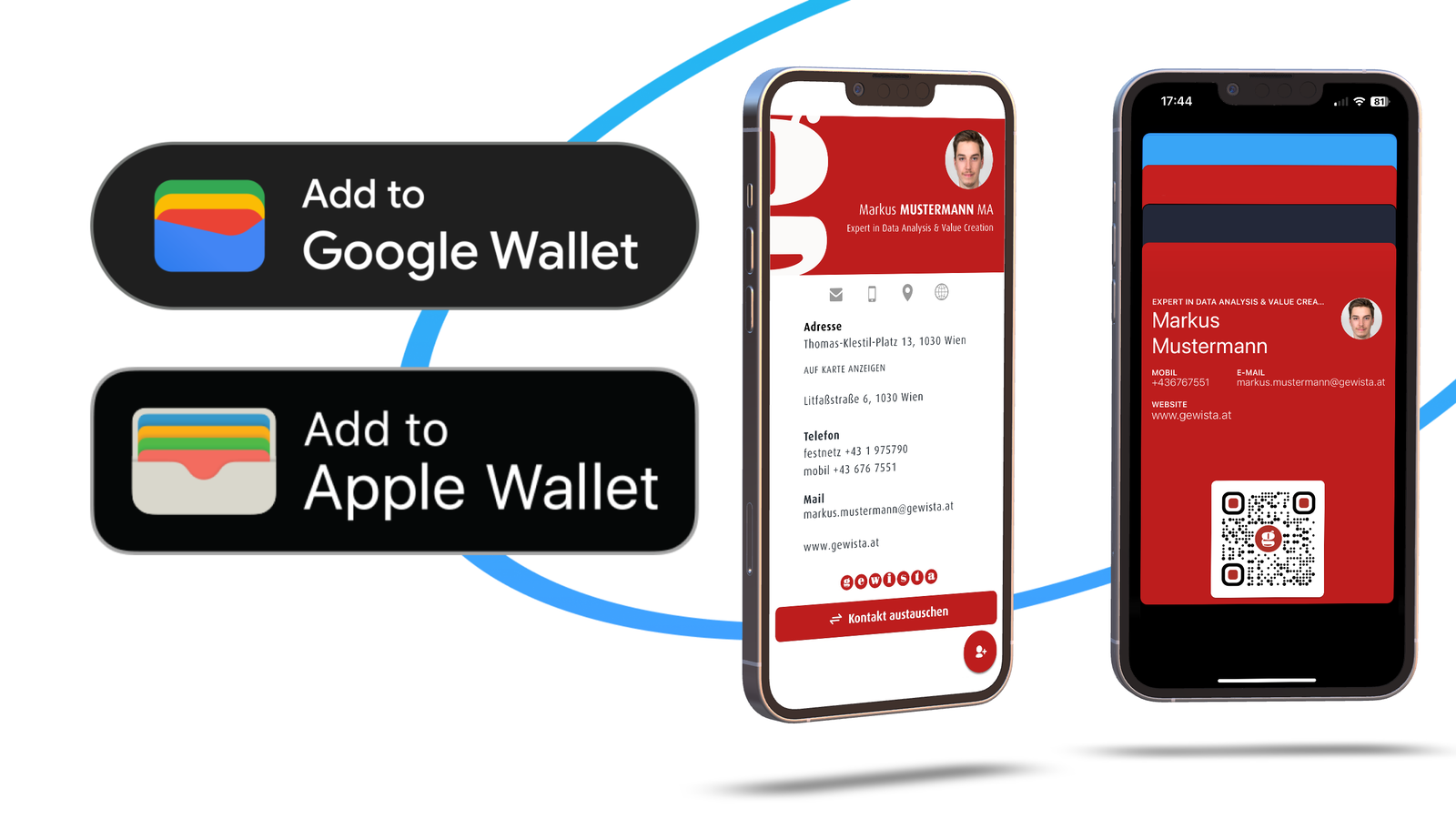 Cartões de visita digitais da Gewista na Apple Wallet 