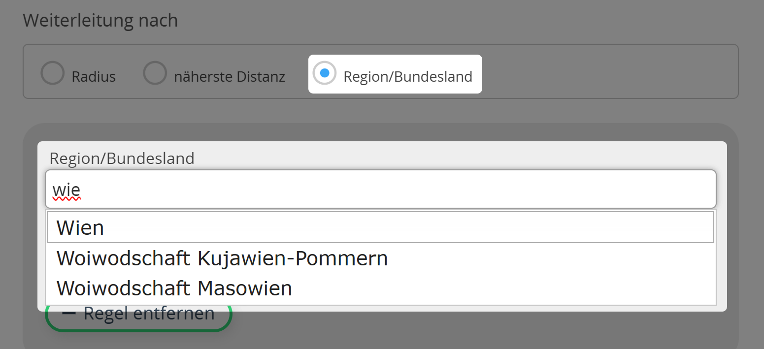 Geo-Fencing QR Code basierend auf einer regionalen Regel.