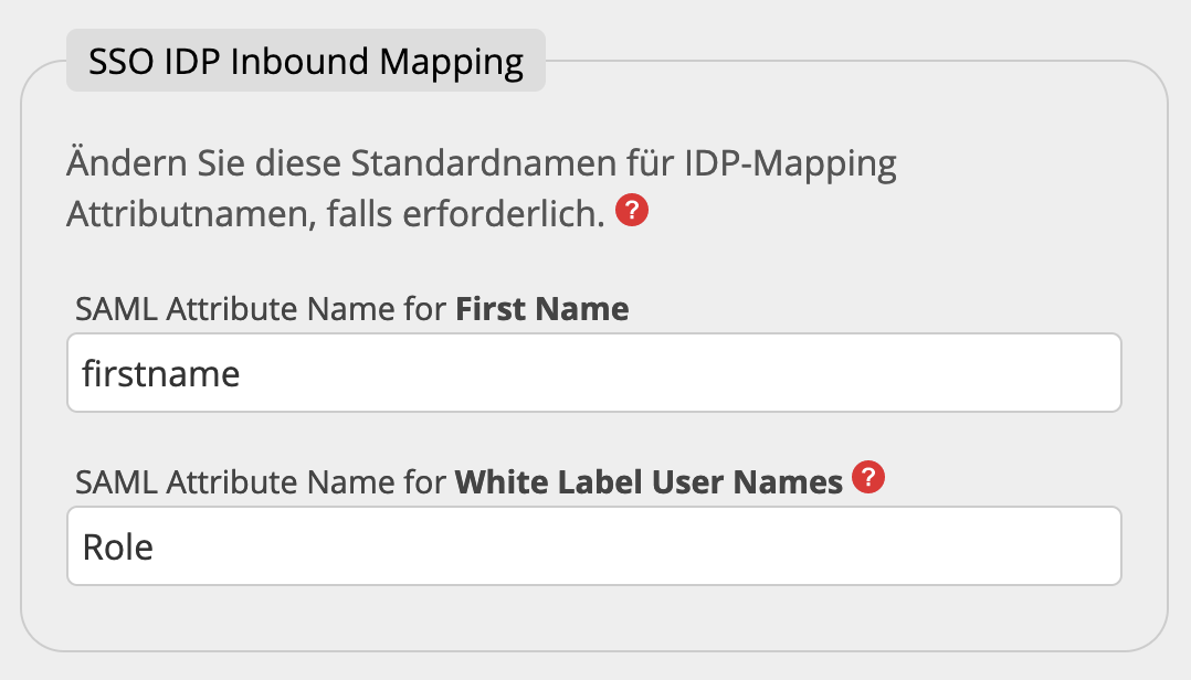 Attributname für White Label-Benutzernamen
