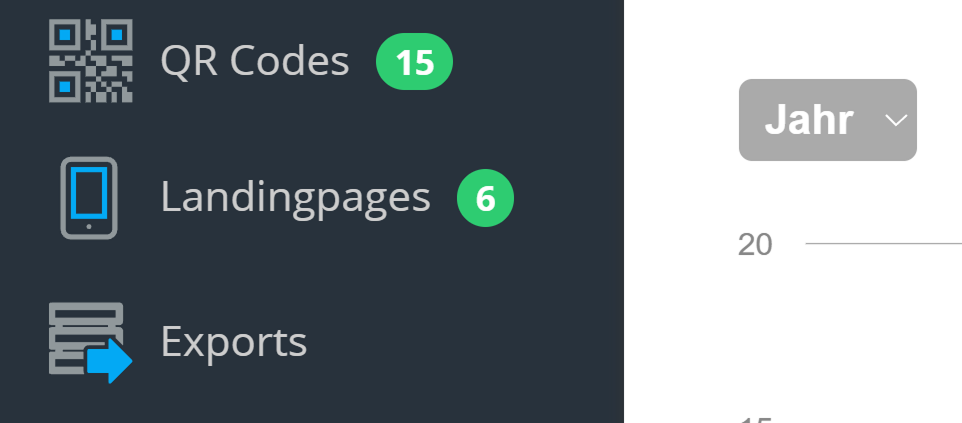 Screenshot des Hauptnavigationsmenüs mit ausgeblendeter Schaltfläche "Medien" 