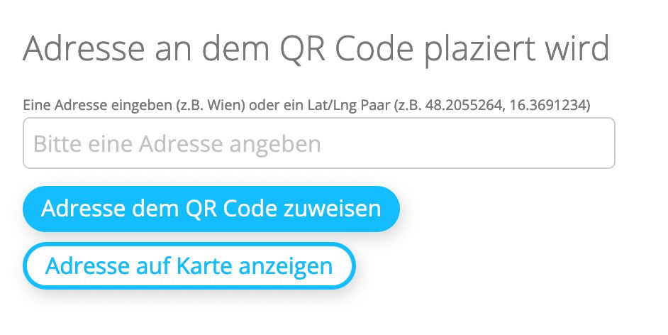 Eingabe der Adresse für den QR Code