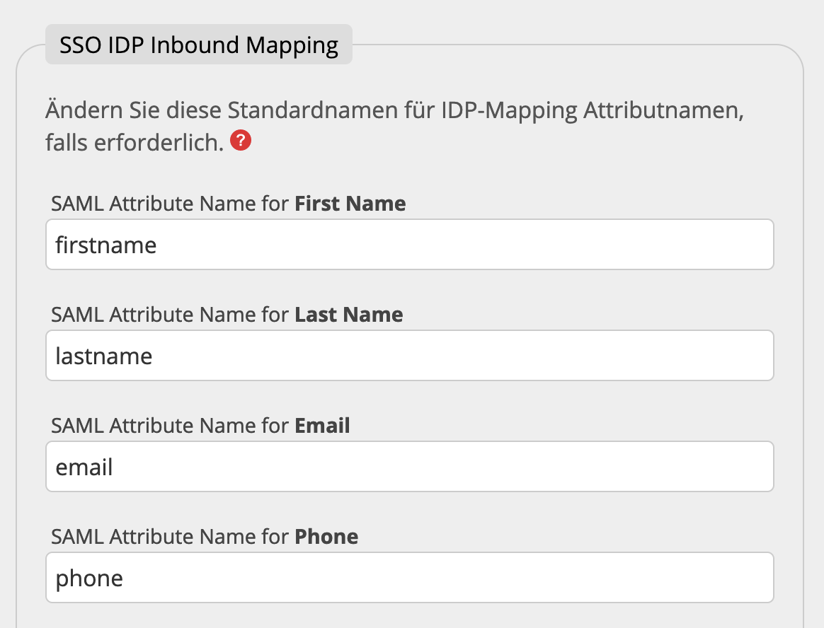 Inbound Mapping Attributnamen