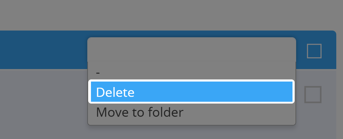 Screenshot des Drop-Down-Menüs für QR Code-Aktionen und der Auswahl "Löschen" auf der QR Code-Übersichtsseite 
