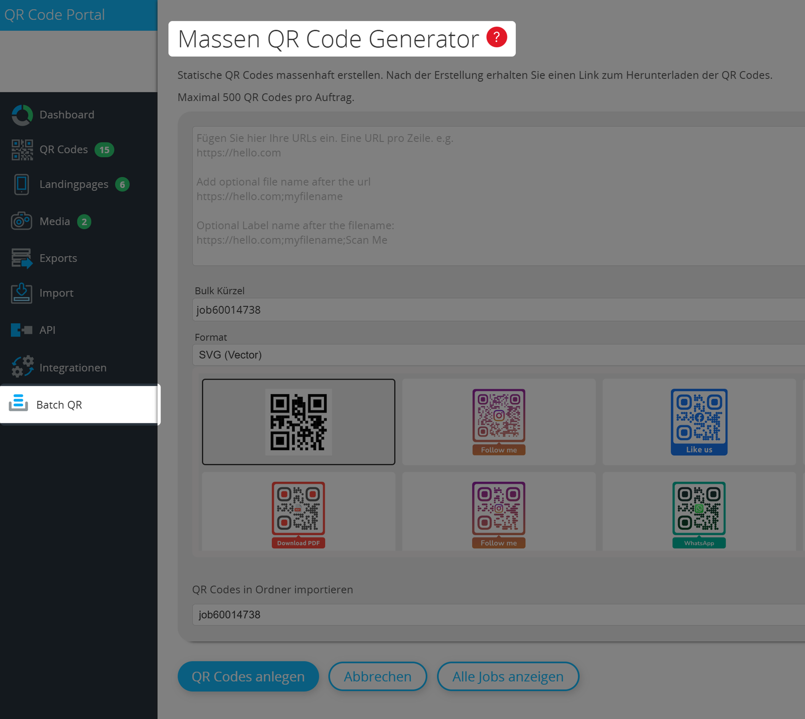 Screenshot von Mass QR Code Generator 