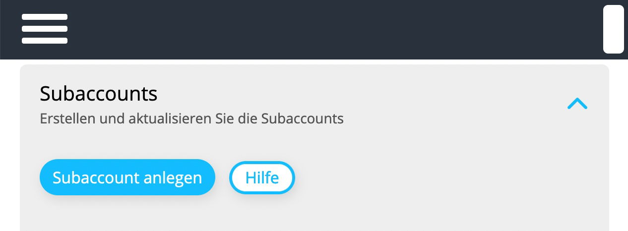 Subaccount Konten - Subaccount anlegen