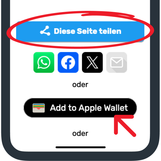 Zu Apple Wallet über die Schaltfläche Teilen hinzufügen  