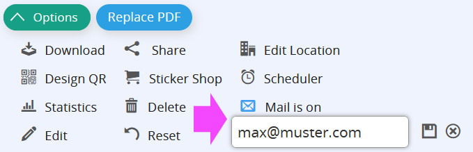 Funzione di notifica attivata con destinatario alternativo