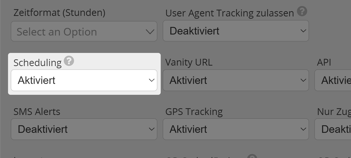 Screenshot der Einstellung "Zeitplanung" im Tab "Berechtigungen" im Benutzermenü für Administratoren 