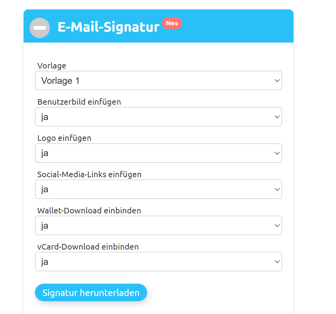 Screenshot des E-Mail-Signaturbereichs 