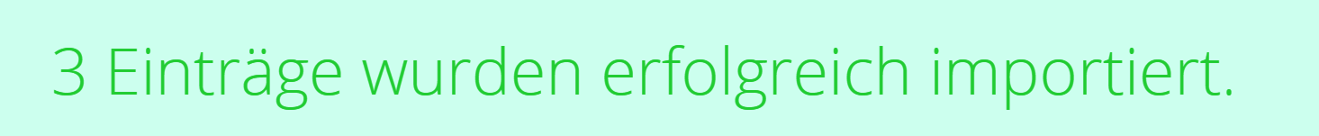 Screenshot der Erfolgsmeldung nach dem Bulk-Upload von QR Codes 