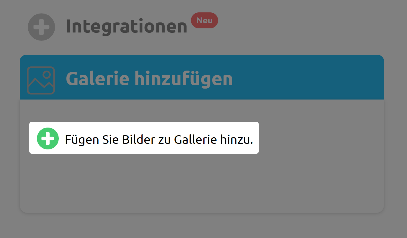 Screenshot der Galerie-Funktion auf einer Landingpage 