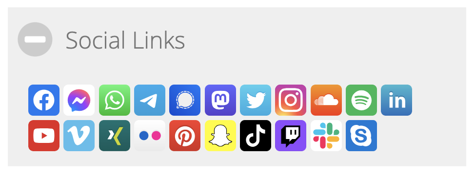 Neue Social Links für Facebook Messenger, WhatsApp, Telegram, Signal, Mastodon, Slack u.v.m. 