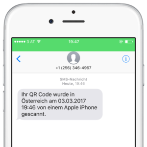 SMS alert on QR Code Scan