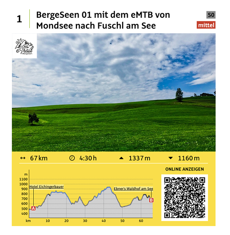 The BergeSeen eTrail leads over 630 km and 10 stages to the most beautiful places in the Salzkammergut 