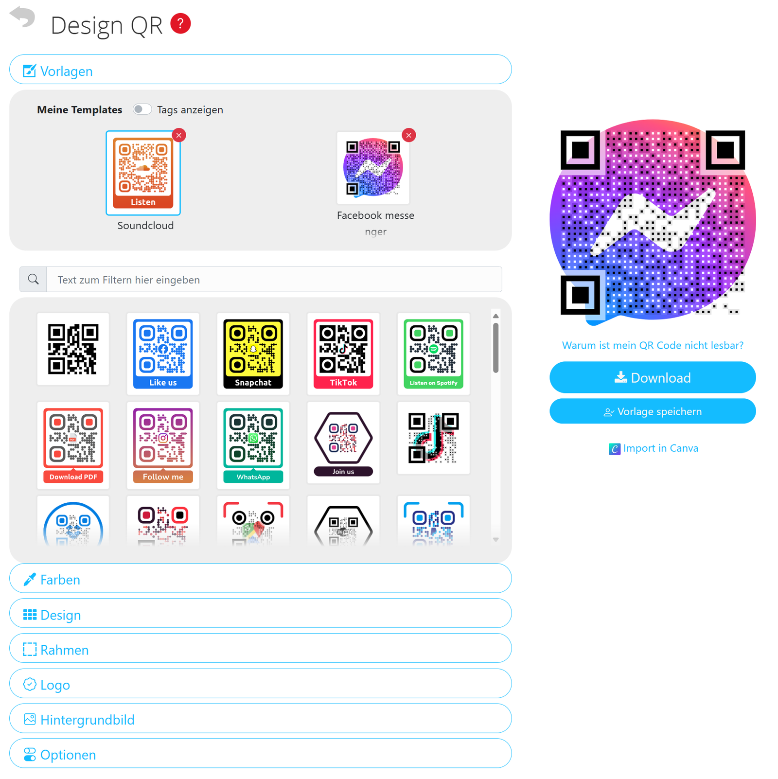 Screenshot QR Design Tool 