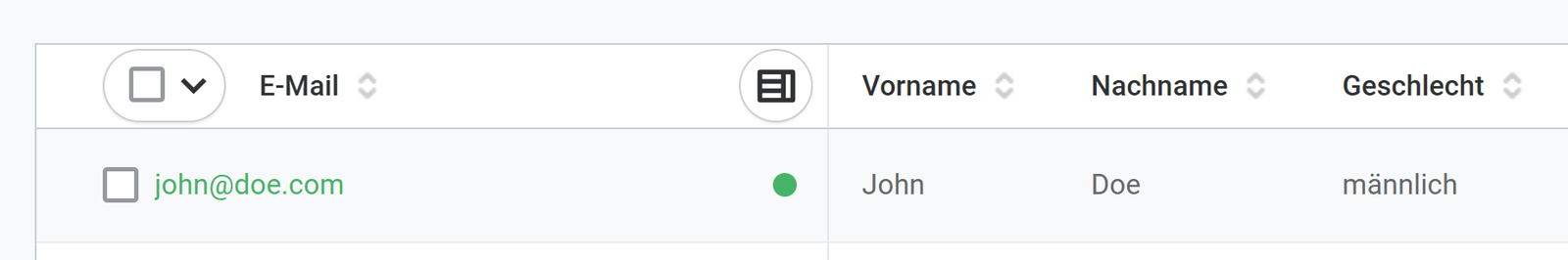 Screenshot: Rapidmail Kontakt Detail für "John Doe"