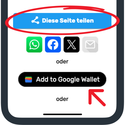 Zu Google Wallet über die Schaltfläche Teilen hinzufügen